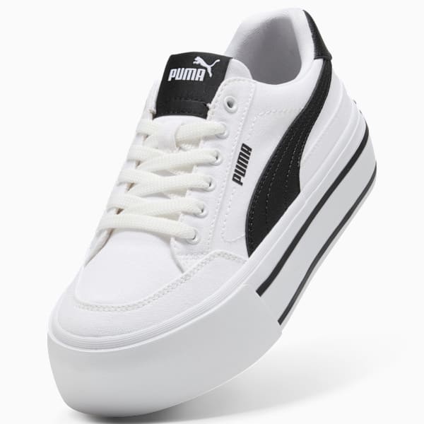 Tenis Court Classic Vulc Platform para mujer, PUMA White-PUMA Black, extralarge