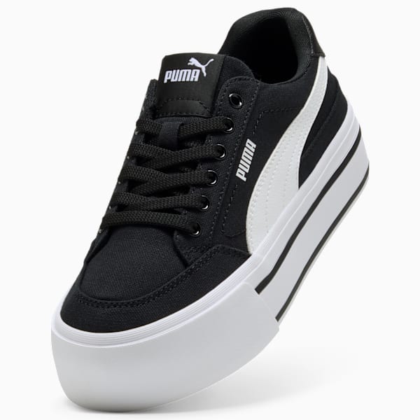 Tenis Court Classic Vulc Platform para mujer, PUMA Black-PUMA White, extralarge