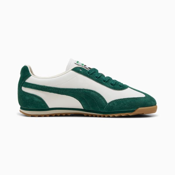 Green PUMA Roma unisex trainer with suede and leather-like upper.