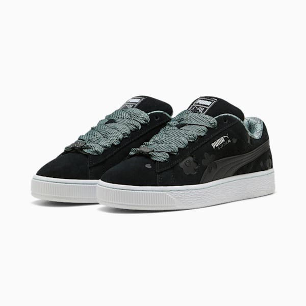 ウィメンズ PUMA x ハローキティ アンド フレンズ スウェード XL スニーカー, PUMA Black-Light Moss, extralarge-JPN