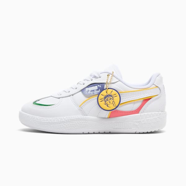 Palermo Moda NYC Flagship Women's Sneakers, PUMA White-Sunny Yellow-Blue Crystal-Archive Green, extralarge