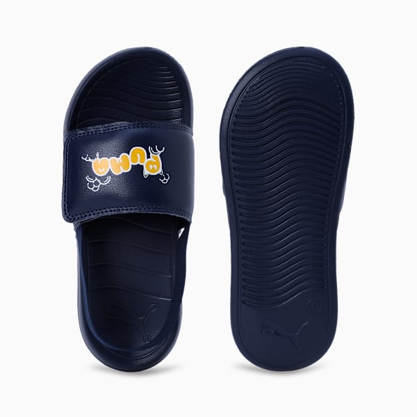 Popcat Kids Backstrap Sandals, PUMA Navy-Yellow Sizzle-PUMA White, extralarge-IND