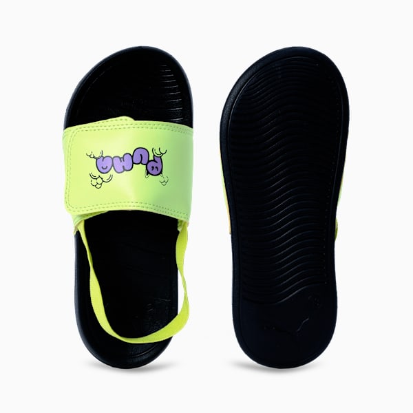 Popcat Kids Backstrap Sandals, PUMA Black-Lavender Alert-Lemon Sherbert, extralarge-IND