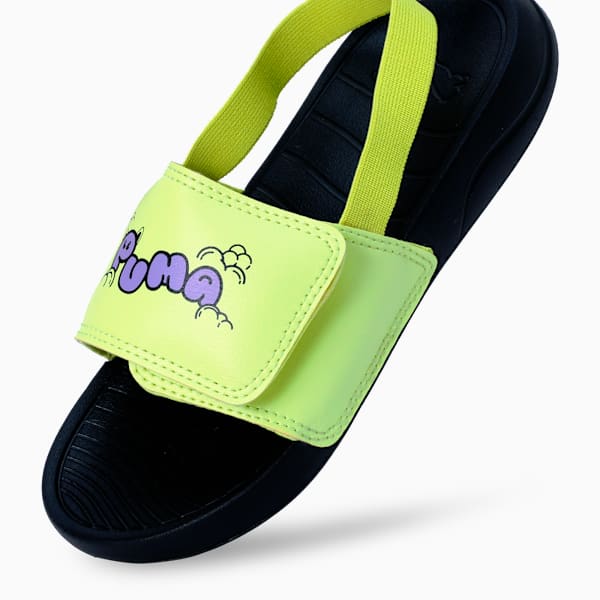Popcat Kids Backstrap Sandals, PUMA Black-Lavender Alert-Lemon Sherbert, extralarge-IND