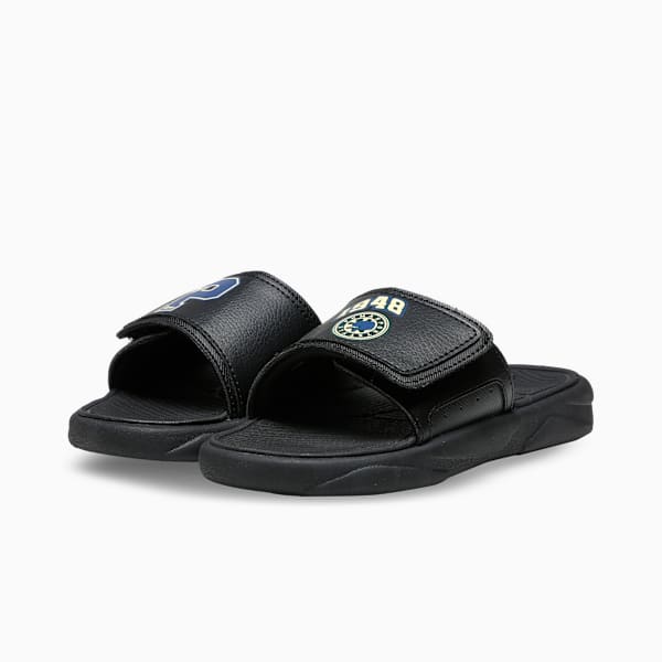 Royalcat Comfort Telestom Youth Slides, PUMA Black-Creamy Vanilla-Blue Crystal, extralarge-IND