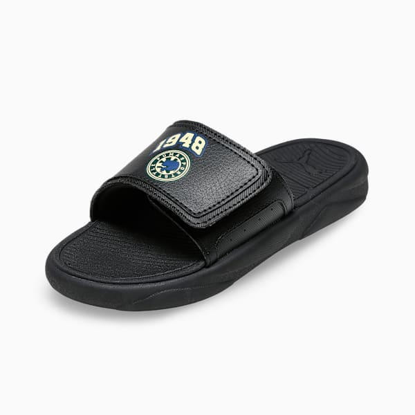 Royalcat Comfort Telestom Youth Slides, PUMA Black-Creamy Vanilla-Blue Crystal, extralarge-IND