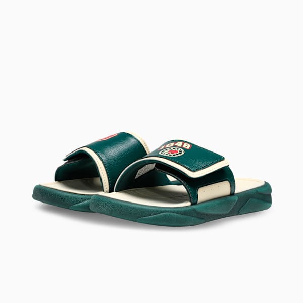 Royalcat Comfort Telestom Youth Slides, Dark Myrtle-Creamy Vanilla-Red Fire, extralarge-IND