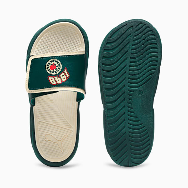Royalcat Comfort Telestom Youth Slides, Dark Myrtle-Creamy Vanilla-Red Fire, extralarge-IND