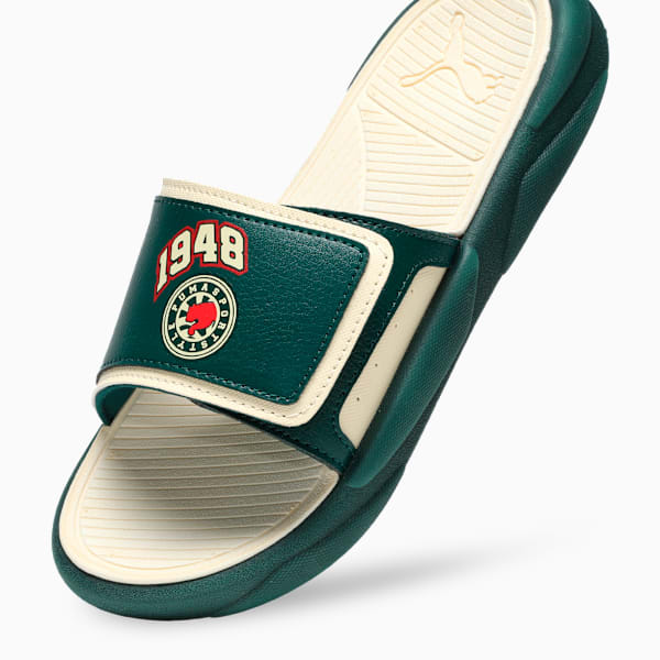 Royalcat Comfort Telestom Youth Slides, Dark Myrtle-Creamy Vanilla-Red Fire, extralarge-IND