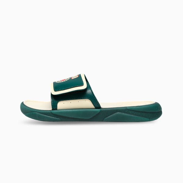 Royalcat Comfort Telestom Youth Slides, Dark Myrtle-Creamy Vanilla-Red Fire, extralarge-IND
