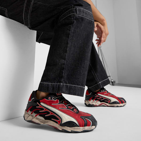 A$AP ROCKY x PUMA Inhale Distressed Sneakers, PUMA Black-Pop Red, extralarge