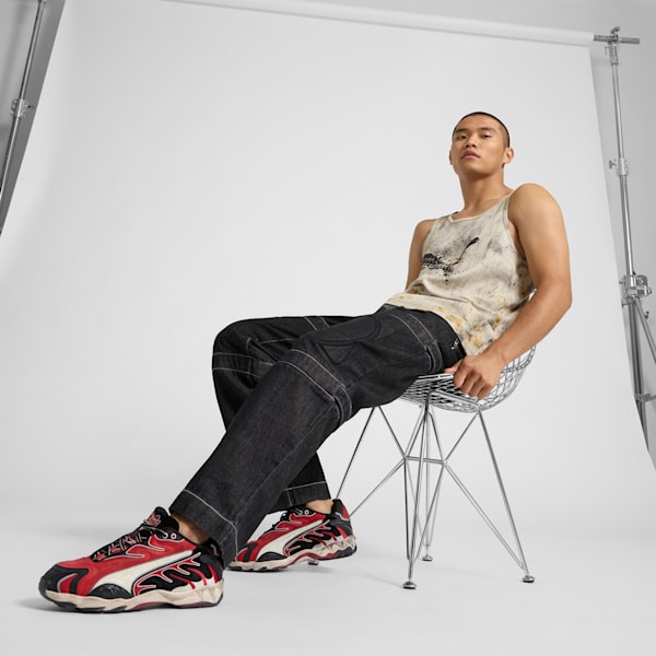 Sneakers A$AP ROCKY x PUMA Inhale avec effet vieilli, PUMA Black-Pop Red, extralarge