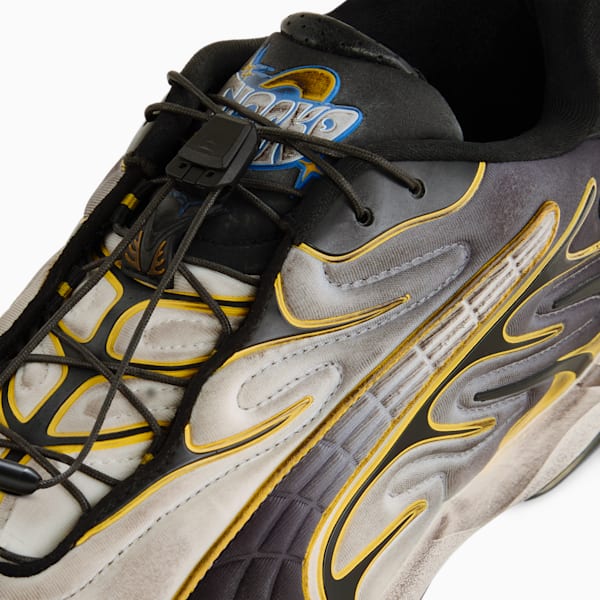 A$AP ROCKY x PUMA Inhale Distressed Neoprene Sneakers, Warm White-PUMA Black-Pelé Yellow, extralarge