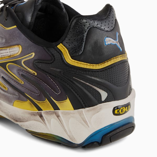 A$AP ROCKY x PUMA Inhale Distressed Neoprene Sneakers, Warm White-PUMA Black-Pelé Yellow, extralarge