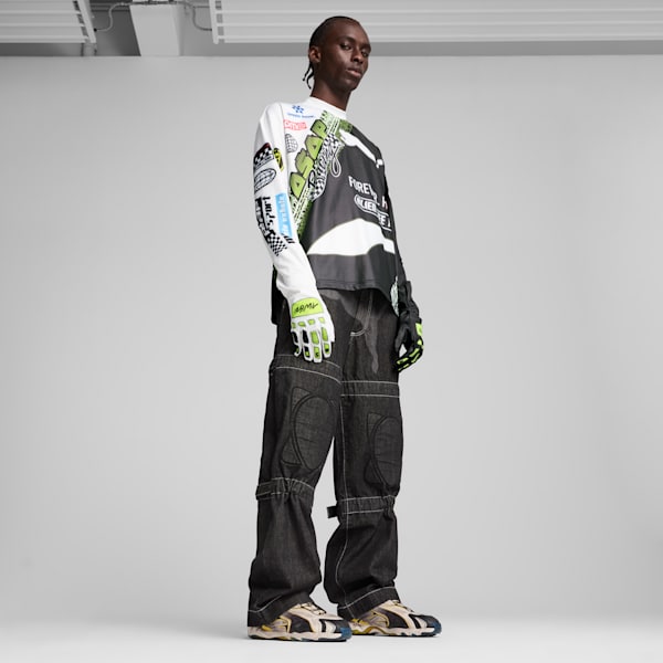 Sneakers A$AP ROCKY x PUMA Inhale en néoprène avec effet vieilli, Warm White-PUMA Black-Pelé Yellow, extralarge