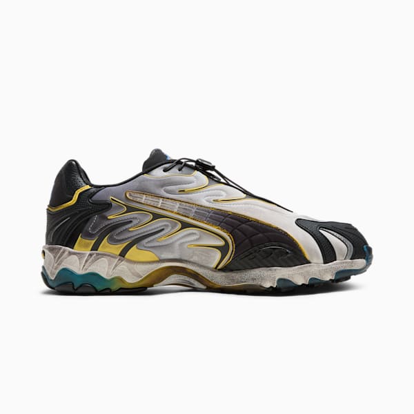 A$AP ROCKY x PUMA Inhale Distressed Neoprene Sneakers, Warm White-PUMA Black-Pelé Yellow, extralarge