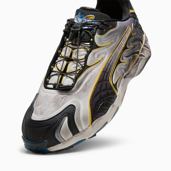 A$AP ROCKY x PUMA Inhale Distressed Neoprene Sneakers, Warm White-PUMA Black-Pelé Yellow, extralarge