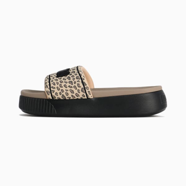 ウィメンズ プラットフォーム スライド レオ サンダル, Toasted Almond-PUMA Black, extralarge-JPN