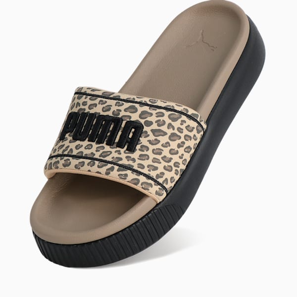 ウィメンズ プラットフォーム スライド レオ サンダル, Toasted Almond-PUMA Black, extralarge-JPN
