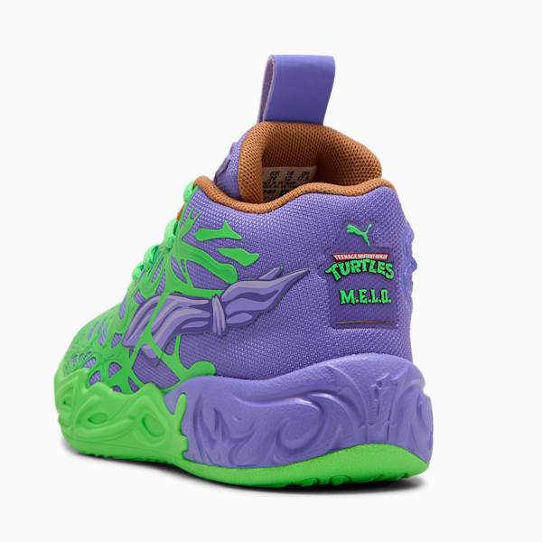 PUMA x LAMELO BALL x TMNT MB.04 Raphael and Donatello Little Kids' Basketball Shoes, Dark Amethyst-PUMA Red-Fluro Green Pes, extralarge