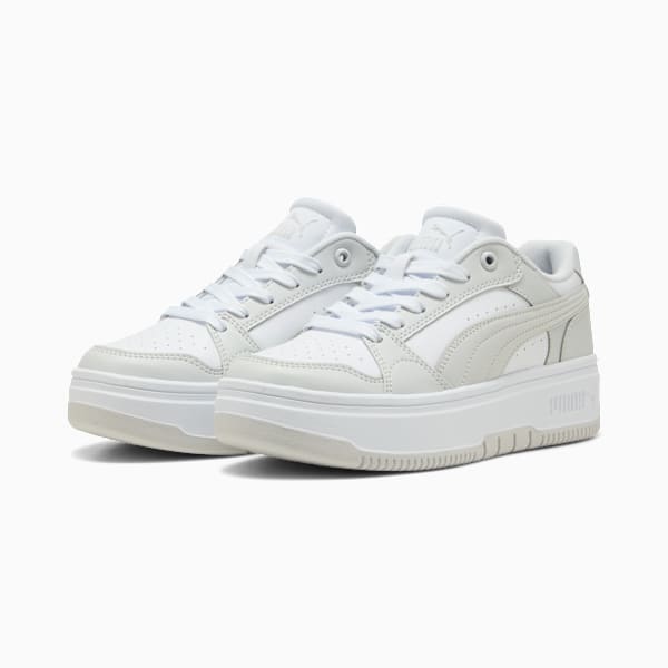Rebound Femme Low Sneakers Women, PUMA White-Feather Gray, extralarge-GBR