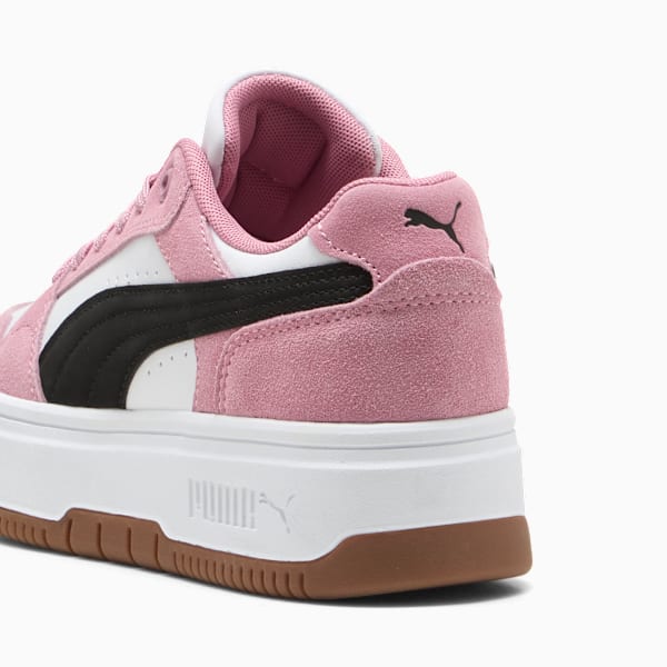 Tenis Rebound Femme Low Gamuza para mujer, PUMA White-PUMA Black-Poised Pink, extralarge
