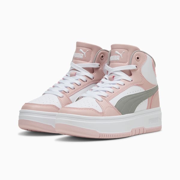 Rebound Femme Mid Women, PUMA White-Gray Echo-Mauve Mist, extralarge