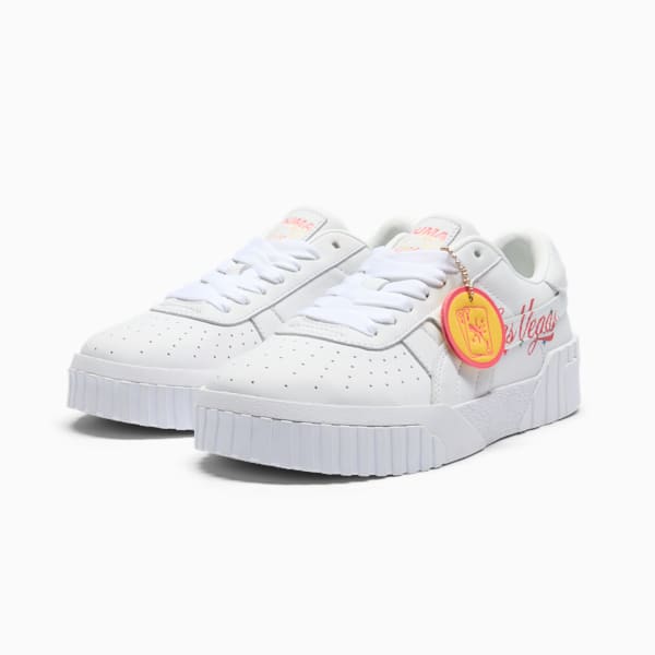 Tenis Cali B Vegas Flagship para mujer, PUMA White-Peach Frost-Sunny Yellow, extralarge