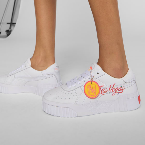 Tenis Cali B Vegas Flagship para mujer, PUMA White-Peach Frost-Sunny Yellow, extralarge