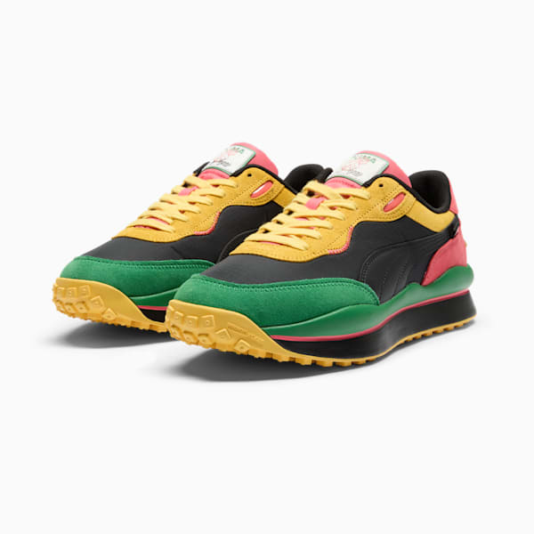 Tenis Style Rider Vegas Flagship para mujer, PUMA Black-Peach Frost-Sunny Yellow, extralarge