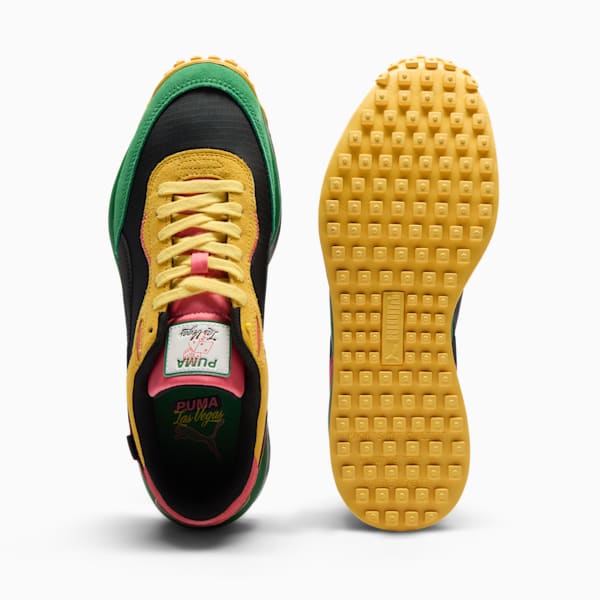 Tenis Style Rider Vegas Flagship para mujer, PUMA Black-Peach Frost-Sunny Yellow, extralarge