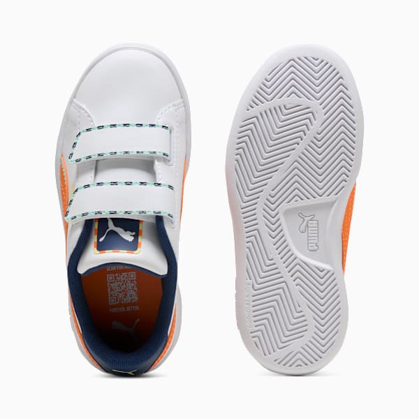 Smash 3.0 Playdate Little Kids' Easy On Sneakers, PUMA White-Orange Glo, extralarge