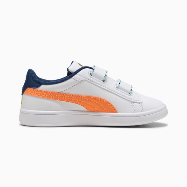 Smash 3.0 Playdate Little Kids' Easy On Sneakers, PUMA White-Orange Glo, extralarge