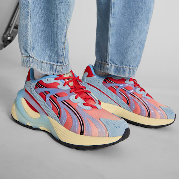 Tenis Inverse Unfiltered para niños grandes, Creamy Vanilla-For All Time Red-Team Light Blue, extralarge