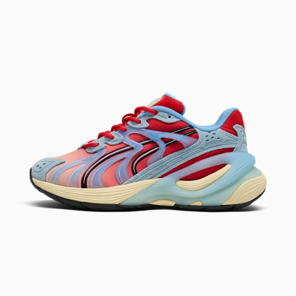 Tenis Inverse Unfiltered para niños grandes, Creamy Vanilla-For All Time Red-Team Light Blue, extralarge