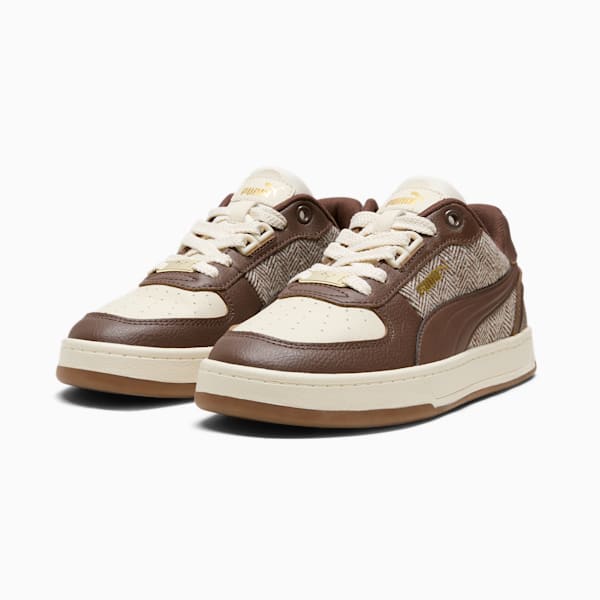 Caven 2.0 Lux Suede Novelty Big Kids' Sneakers, Alpine Snow-Espresso Brown-PUMA Gold, extralarge