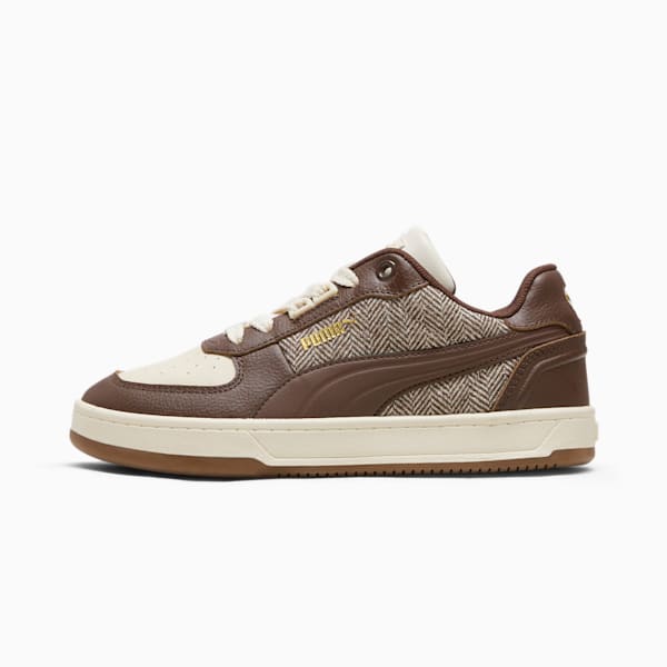 Caven 2.0 Lux Suede Novelty Big Kids' Sneakers, Alpine Snow-Espresso Brown-PUMA Gold, extralarge