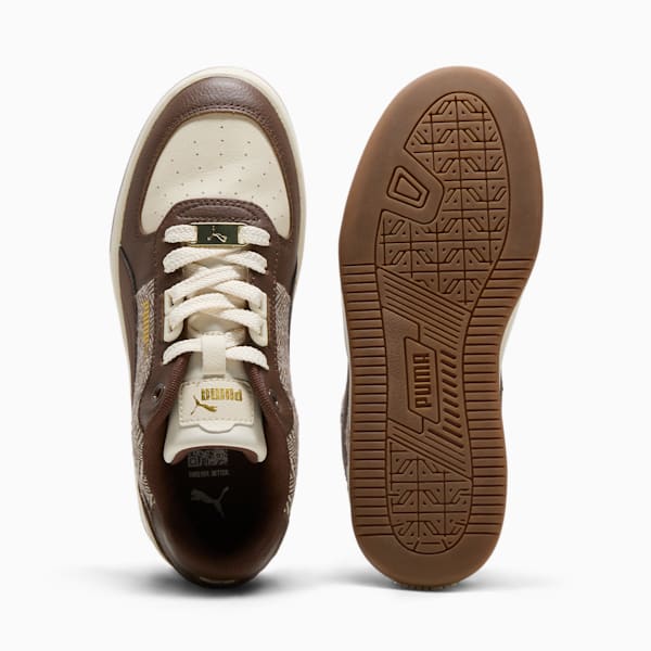 Caven 2.0 Lux Suede Novelty Big Kids' Sneakers, Alpine Snow-Espresso Brown-PUMA Gold, extralarge