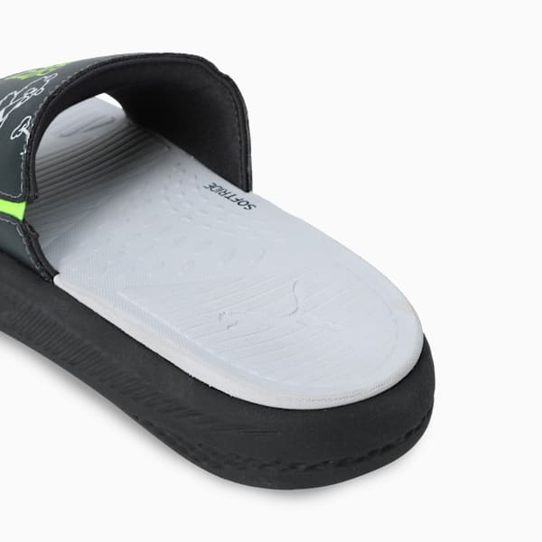 SoftrideSlide SUPER Youth Slides, Shadow Gray-Feather Gray-Yellow Alert, extralarge-IND