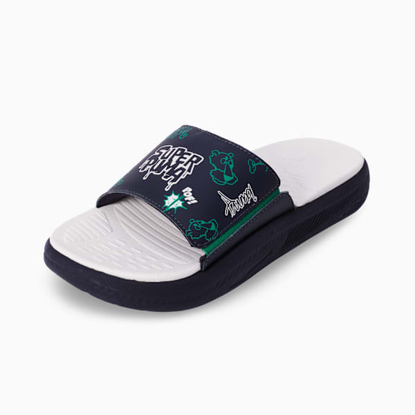 SoftrideSlide SUPER Youth Slides, New Navy-Alpine Snow-Archive Green, extralarge-IND