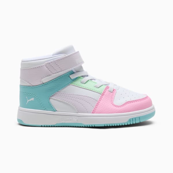 Tenis para niños pequeños Rebound Layup RCL, PUMA White-Lilac Frost-Safe Lake, extralarge