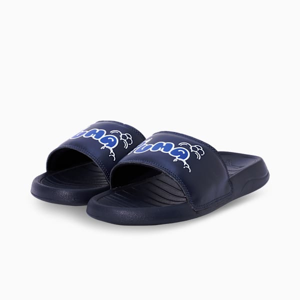 Popcat 20 V3 Kids' Soft Comfort Sandals, PUMA Navy-Yellow Sizzle-PUMA White, extralarge-IND