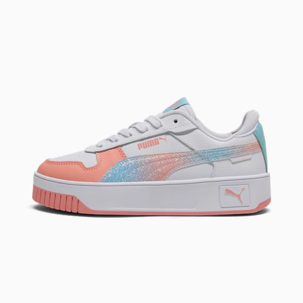Tenis para niños grandes Street Sparkle Carina, PUMA White-Pink Fruit-Safe Lake, extralarge