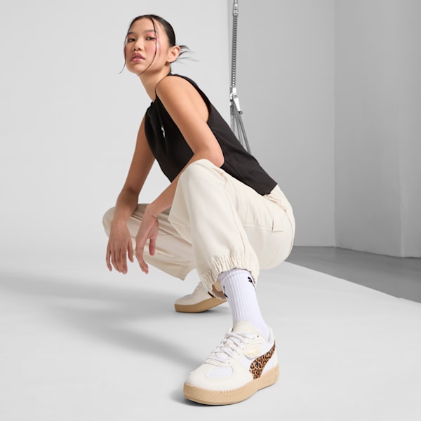 Palermo Moda Elevated Leo Women's Sneakers, Warm White-Light Sand, extralarge