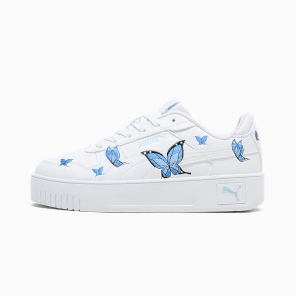 Carina Street Butterfly Big Kids' Sneakers, PUMA White-Hyperlink Blue-Silver Sky, extralarge