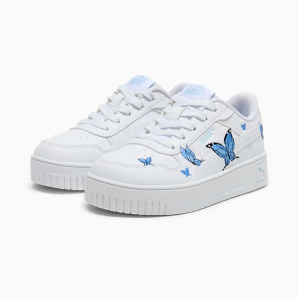 Tenis para niños pequeños Street Butterfly Carina, PUMA White-Hyperlink Blue-Silver Sky, extralarge