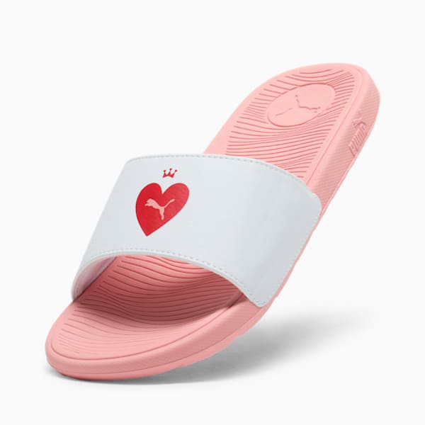 Cool Cat 2.0 Valentine's Women's Slides, PUMA White-For All Time Red-Pink Fruit, extralarge