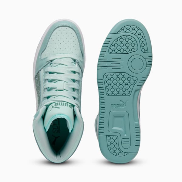 PUMA Rebound Layup Rebel Women's Mid Sneakers, Peaceful Blue-Green Moon-Modern Mint, extralarge