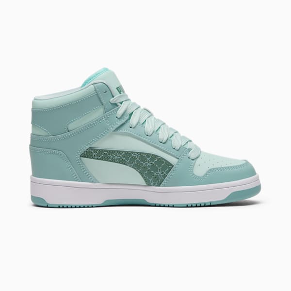 PUMA Rebound Layup Rebel Women's Mid Sneakers, Peaceful Blue-Green Moon-Modern Mint, extralarge
