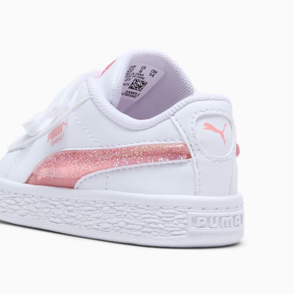 Basket Glitter Toddlers' Sneakers, PUMA White-Pink Fruit, extralarge